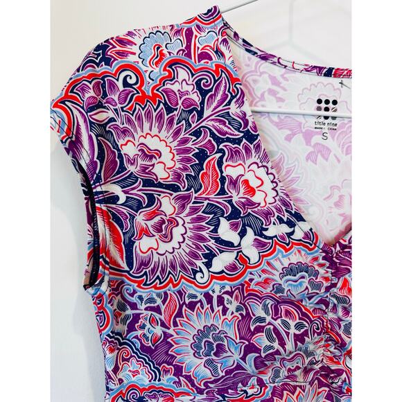 Title Nine Floral Short Tennis Ahtletic Dress Cap Sleeve Women's Small - Picture 2 of 5